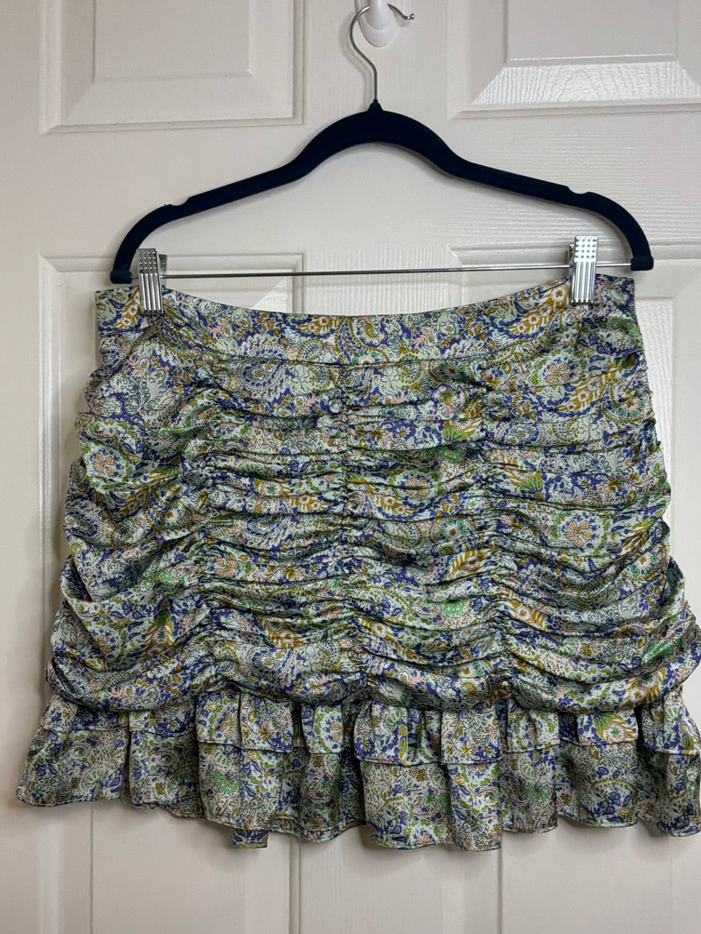 Floral Ruched Mini Skirt in Multi-Color